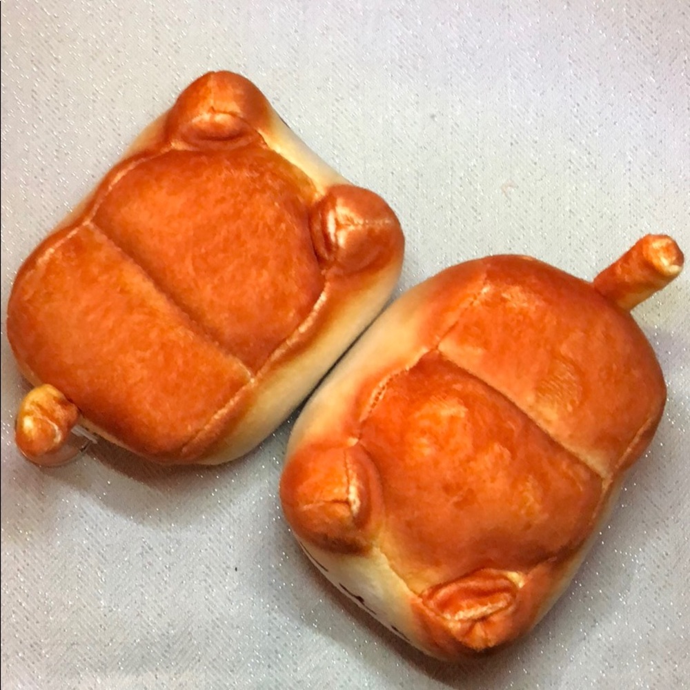 2 Kawaii Cat Kitten Neko Bread Plush Key Chain Set - Picture 3 of 4